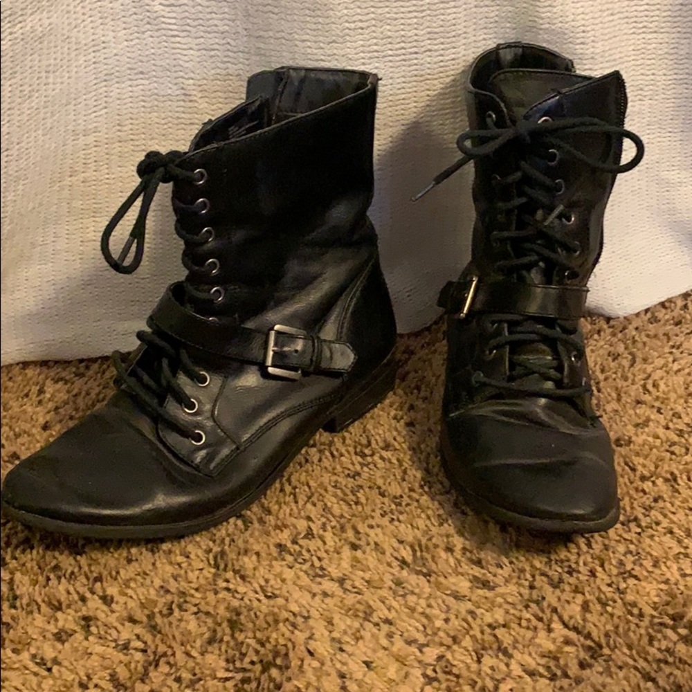 Black combat boots